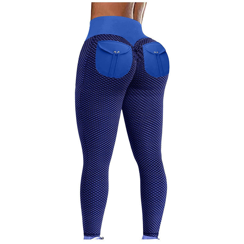Honeycomb Yoga Pants with Butt Pocket and High Waist
