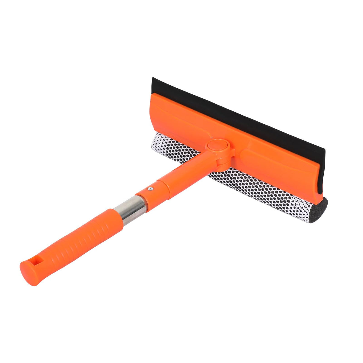 Professional Window Squeegee2 in 1 Squeegee Window Cleaner with Long Stainless Steel HandleSponge Car Window Squeegee for Gas Station GlassShowerOutdoor High Window Cleaning (short pole)