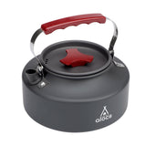 Alocs 1L Kettle Teapot Portable Camping Coffee Pot Hard-Anodized Aluminum Camping Kettle Compact Tea Kettle for Stove Top Outdoor Hiking Camping Picnic and Traveling (Red)