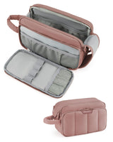 BAGSMART Makeup Bag Travel Makeup Bag Organizer Travel Toiletry Bag for Women Puffy Make Up Bag for Travel Essentials Travel-Size Toiletries Accessories Bottles Brushes (Nude Pink)