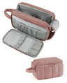 BAGSMART Makeup Bag Travel Makeup Bag Organizer Travel Toiletry Bag for Women Puffy Make Up Bag for Travel Essentials Travel-Size Toiletries Accessories Bottles Brushes (Nude Pink)