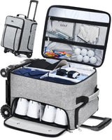 CAB55 Golf Trunk Organizer with 4 Wheels 2 Layer Waterproof Car Golf Organizer with Separate Ventilated Compartment for 2 Pair Shoes Golf Trunk Storage for Clothes Accessories Golf Gifts (Gray)