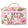 SOIDRAM Large Makeup Bag Quilted Makeup Bags Cute Cosmetic Bag for Women Girls Floral Coquette Aesthetic Toiletry Bag Travel Make Up Organizer Pink Skincare Bag
