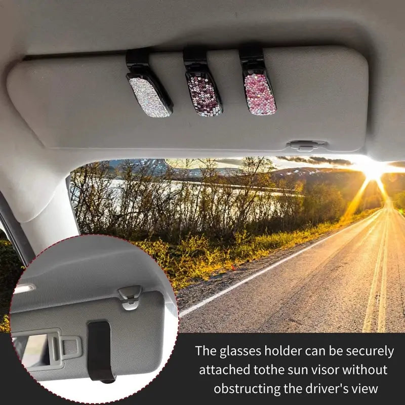 Multifunctional Diamond Car Glasses Clip for Sun Visor