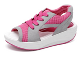 Breathable Women's Denim Mid-Heel Platform Sandals