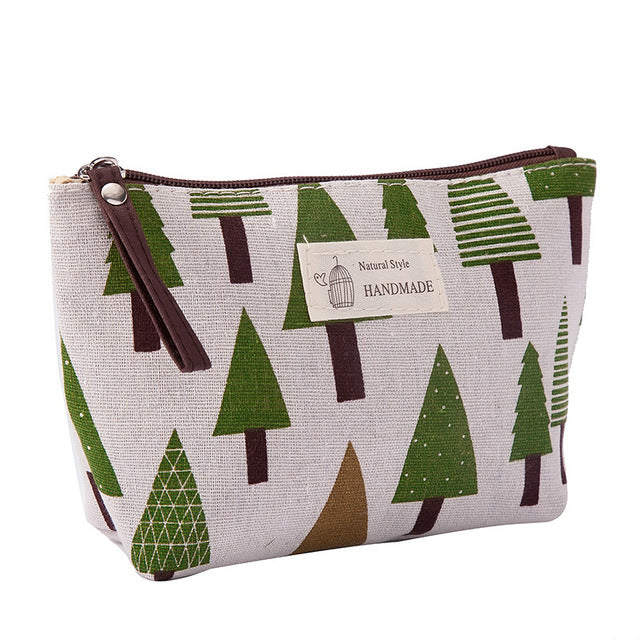Portable Canvas Cosmetic Bag for Women - Makeup & Toiletries