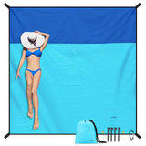 SKYREH Beach Blanket Waterproof Sandproof Large Beach Mat 79" X 87" Quick Drying Durable Portable Lightweight Outdoor Nylon Picnic Blanket for Travel Camping Hiking Blue