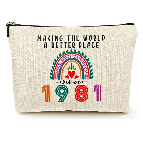 44th Birthday Gifts Women Makeup Bag Happy 44th Birthday Decorations Woman Best 44 Year Old Birthday Gifts Ideas for Her Mom Wife Sister Mothers Day 1981 Anniversary Party Favors Christmas
