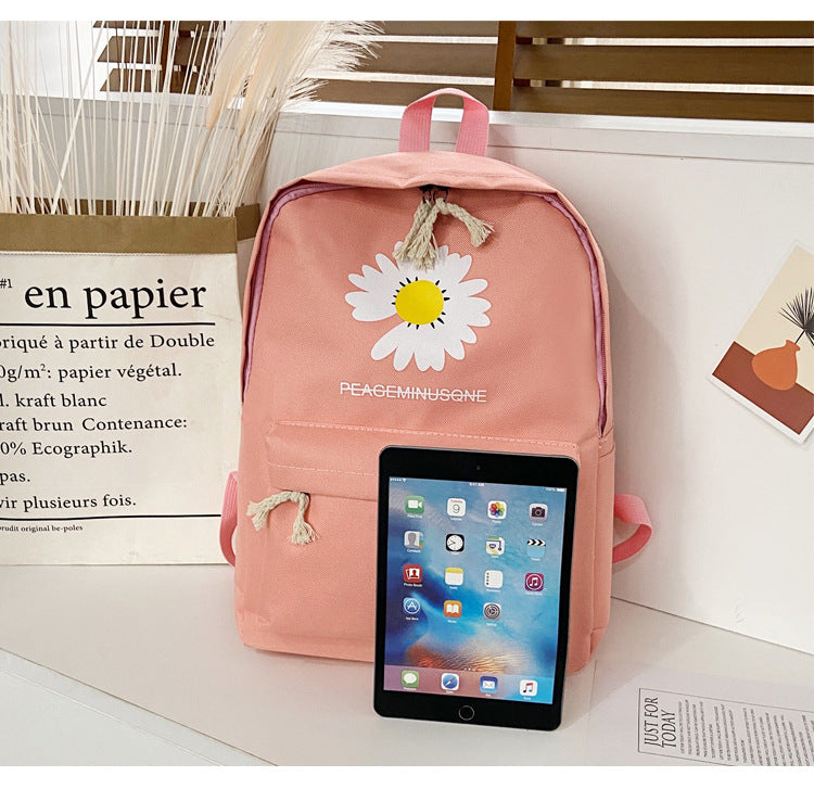 Daisy Print Backpack Set for Students (4 Pieces)
