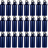 Gandeer 24 Pieces Aluminum Water Bottle 17 oz Leak Proof Sports Bottle Bulk Lightweight Aluminum Bike Water Bottles with Buckle and Twist Cap for Gym Sports Travel Riding Camping Running (Dark Blue)