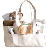 Uniklook Vegan Leather Baby Diaper Caddy Organizer with Removable Inserts – Portable Storage Basket for Diapers Wipes Baby Essentials – Easy-to-Clean Nursery Organizer for Home & Travel (Blanc)