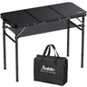 Anbte Folding Camping Table with Storage Net 3ft Camping Table Aluminum Folding Table with 3 Adjustable Height Max 27.1 Inch Picnic Table Portable Table for Outdoor Backyard BBQ (Black)