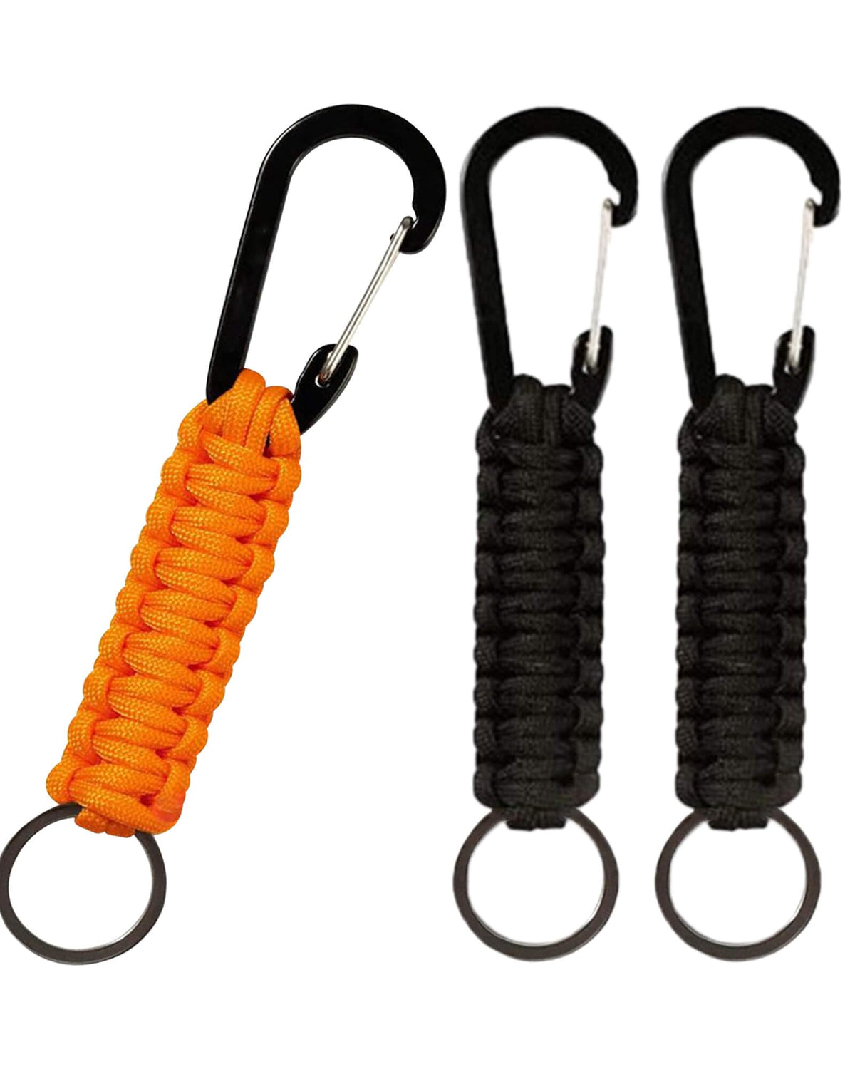 Oythiem Paracord Keychain with Carabiner for Men Women Boys Girls Hook Keychains with Clip and Aluminum D Ring for Camping Hiking Travelling As A Key Organizer for Backpacks Belt Car (3 Pack)
