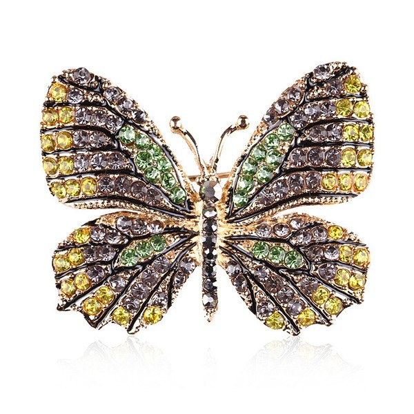 Colorful Rhinestone Alloy Butterfly Brooch Accessory