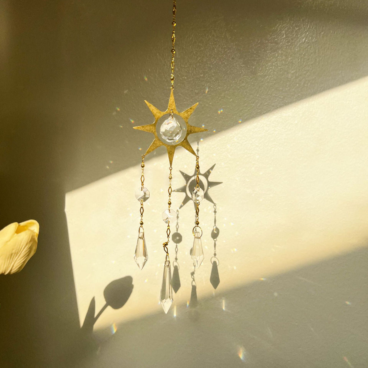 Handmade Metal Wind Chime Car Decor Crystal Sun Catcher