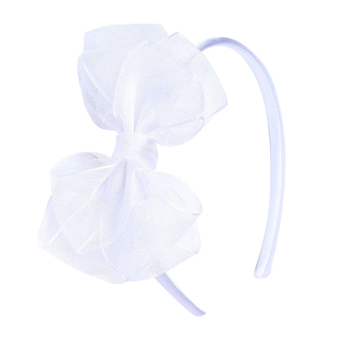 Amybasic 4.5-Inch Organza Headband-Enchanting Fairy-Tale Princess Hair Accessories for Girls Toddlers Kids and Teens -White