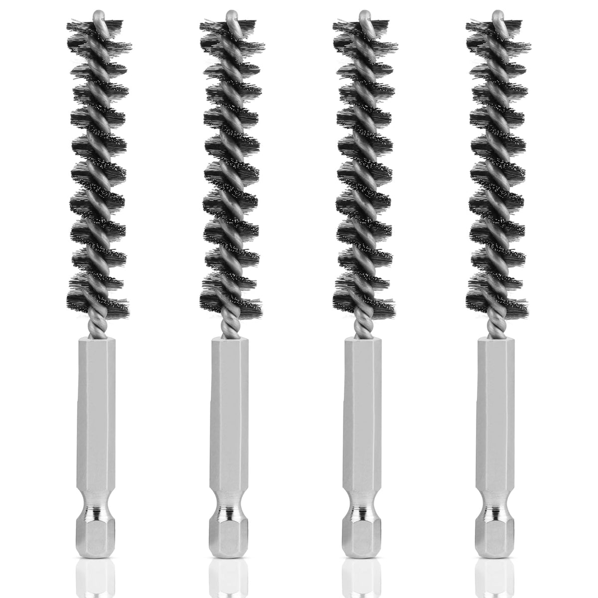 Notoke 4 PCS Golf Club Cleaning Brush Set Stainless Steel Golf Clubs Head Hosel Brush 1/4" Hex Shank Brass Hosel Wire Brush Electric Drill Wire Brush Tool for Deep Cleaning Wood and Iron Debris
