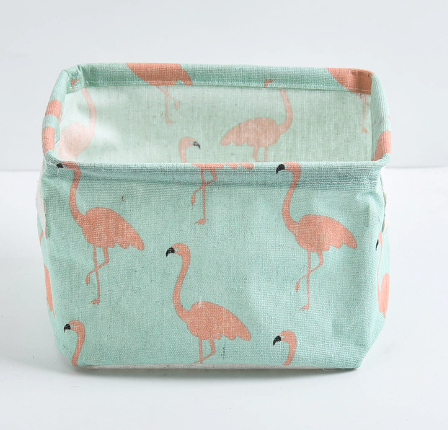 Desktop Makeup Organizer Storage Box with Linen Basket