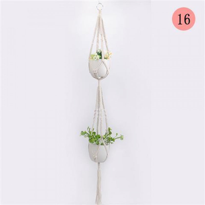 Handwoven Cotton Rope Hanging Planter Basket