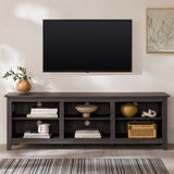 Modern Transitional 3-Shelf Open Storage TV Stand For TVs - Charcoal