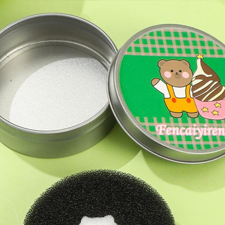 Cute Bear Makeup Brush Cleaning Box with Sponge