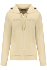 FREDDY WOMEN'S BEIGE ZIP-UP SWEATSHIRT