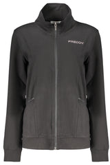 FREDDY WOMEN'S BLACK ZIP-UP SWEATSHIRT