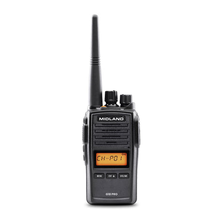 Midland G18 Pro NC (Noise Cancellation) PMR Radio IP67 Waterproof, Military Standard Certified, Long Battery Life & PC Programmable