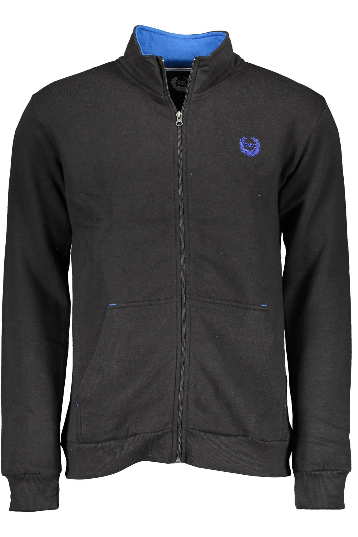GIAN MARCO VENTURI MEN'S BLACK SWEATSHIRT WITH ZIP