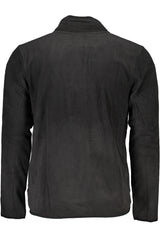GIAN MARCO VENTURI MEN'S BLACK ZIP SWEATSHIRT
