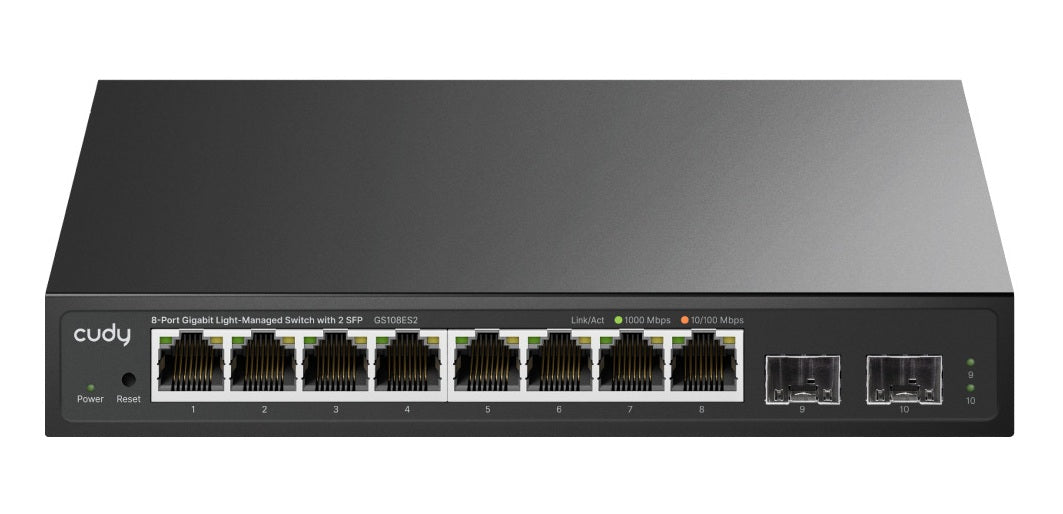 Cudy Switch Gigabit Ethernet Cloud Easy-Managed 8-Port + 2SFP GS108ES2