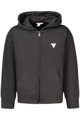 GUESS JEANS KIDS' BLACK ZIP-UP SWEATSHIRT