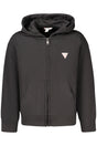 GUESS JEANS KIDS' BLACK ZIP-UP SWEATSHIRT