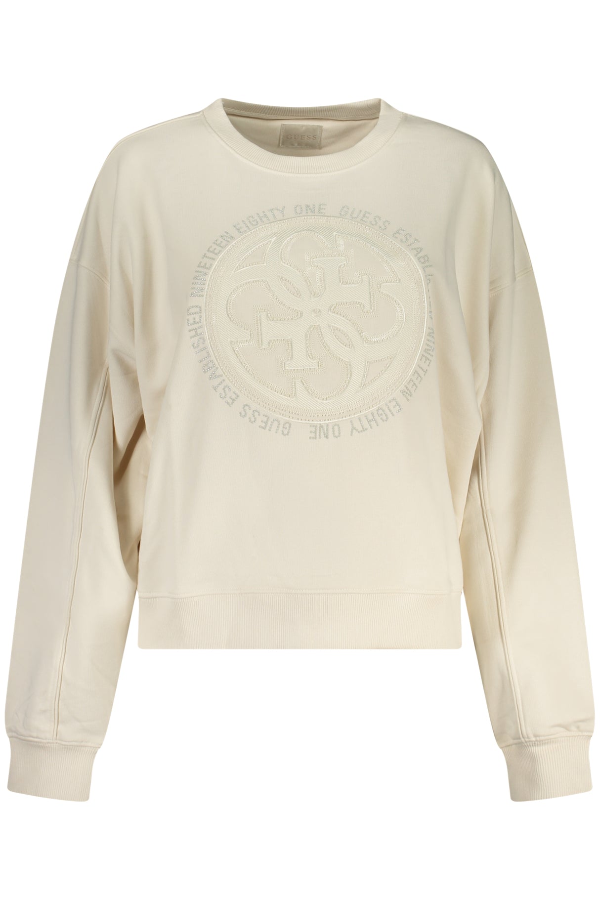 GUESS JEANS WOMEN'S WHITE ZIP-UP SWEATSHIRT