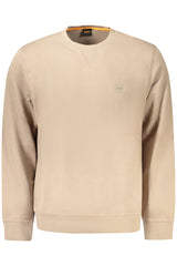 HUGO BOSS MEN'S ZIP-FREE SWEATSHIRT BROWN