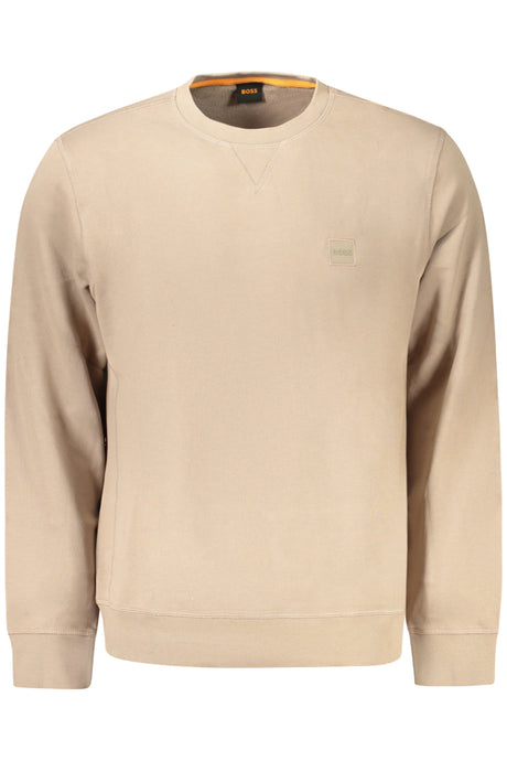 HUGO BOSS MEN'S ZIP-FREE SWEATSHIRT BROWN