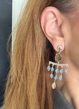 KV Yellow Chandelier Earrings 9Kt - Blue Topaz, Citrine & Amethyst