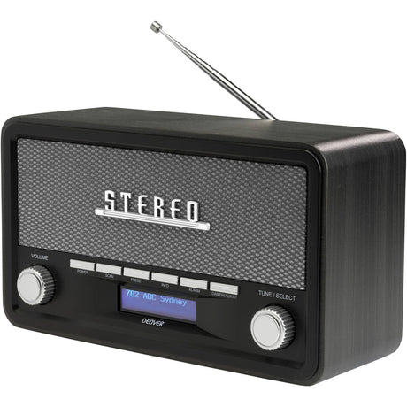 Denver DAB-18DGR FM Radio with Bluetooth, Alarm, Aux In (Works by Mains or 4xC Batteries)