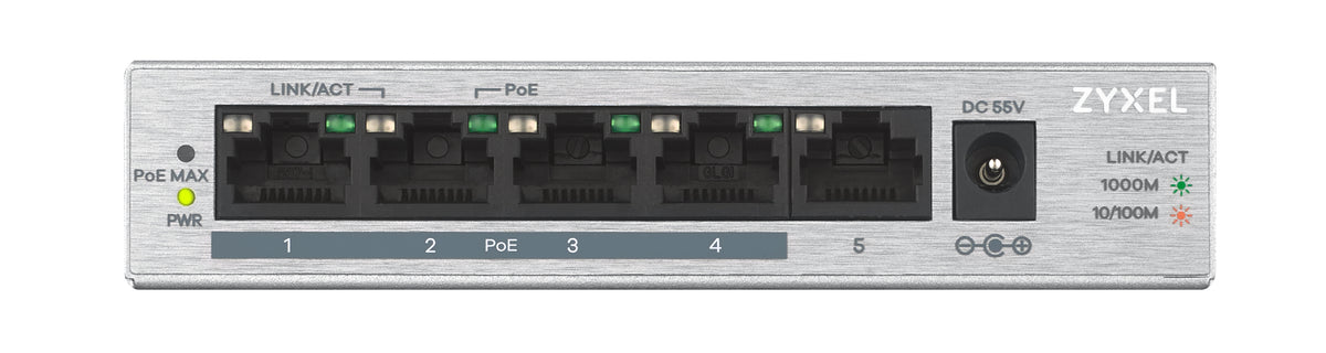 Zyxel Switch PoE Gigabit 4PoE 60W GS1005-HP UK Plug