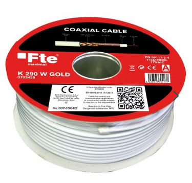 FTE K290W GOLD RG6 Coaxial Cable 100m