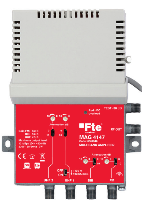 FTE MAG4147 Multiband Amplifier 2xUHF/VHF/FM 47/121dB