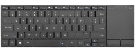 Rii Mini Keyboard Wireless 2.4GHz & Bluetooth with Large Touchpad & Media Keys Stainless Steel RT721