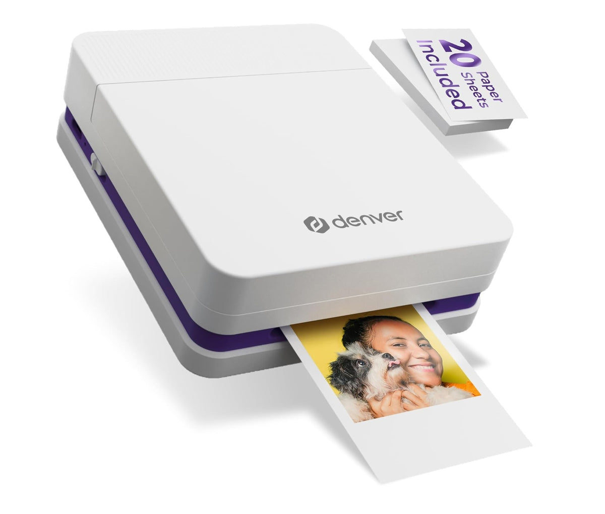 Denver MCP-6010 Portable Color Inkjet Printer with Bluetooth (includes 1x Ink Cartridge & 20x Printing Papers)