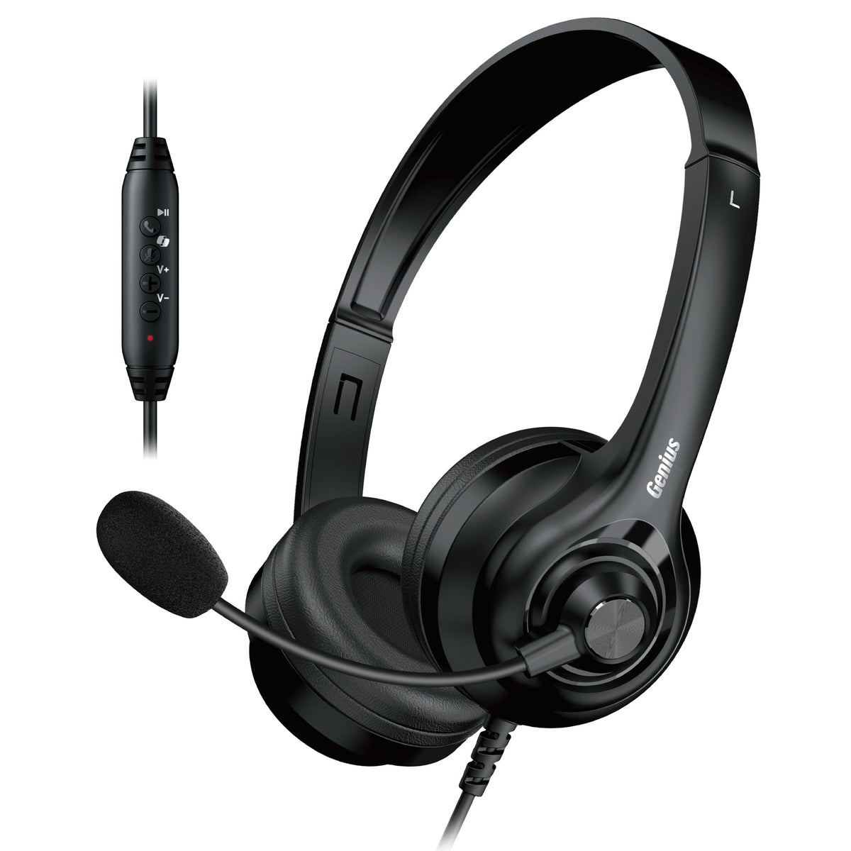 Genius PC Headset USB-A InLine Control & Ultra Soft Foam Cushions HS-235U AI