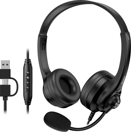 Genius PC Headset USB-A+C InLine Control & Ultra Soft Foam Cushions HS-235U AI (A+C)