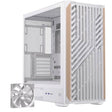 Einarex PC Case ATX P800 Core Black , Wood Front Panel, Tempered Glass Side Panel , 1 Rear Fan Pre-Installed White