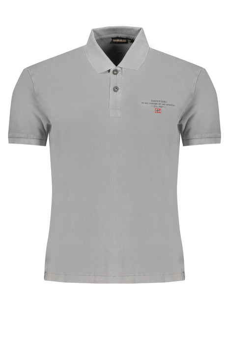 NAPAPIJRI MEN'S GRAY SHORT SLEEVED POLO SHIRT