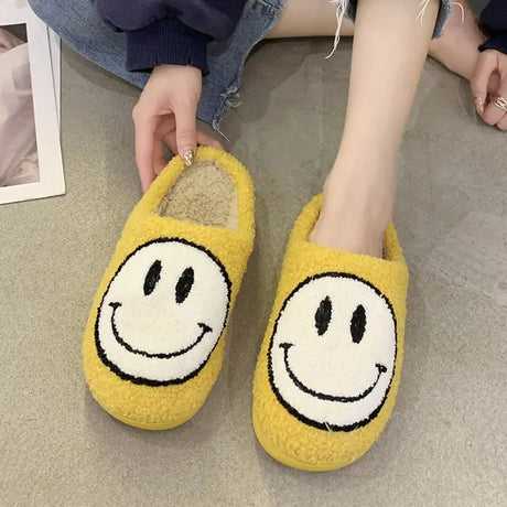 Cute Smile Pattern Fluffy Slippers