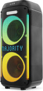 Majority Pulse P2 Portable Party & Karaoke Speaker with Wired Microphone, Bluetooth, USB/SD, Mic Echo, Treble, Bass Boost, TWS & LED Lights