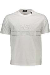 PLEIN SPORT WHITE MEN'S SHORT SLEEVE T-SHIRT
